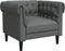 vidaXL Fauteuil Chesterfield-stijl stof donkergrijs