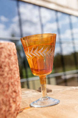 J-Line Voet Verticaal Hal glas - drinkglas - oranje - 2 stuks - woonaccessoires