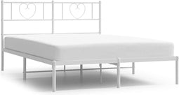 vidaXL - Bedframe - met - hoofdbord - metaal - wit - 150x200 - cm