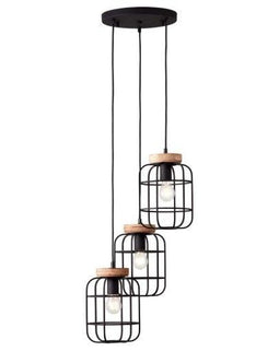 Brilliant Gwen - Hanglamp - E27 max 3x40W - Zwart/Hout