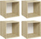 vidaXL - Tv-meubelen - 4 - st - 37x35x37 - cm - bewerkt - hout - wit - sonoma - eikenkleur