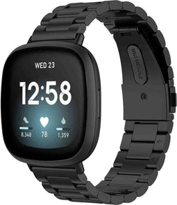 imoshion Bandje met Horlogeband inkorter - Geschikt voor Fitbit Versa 4, Fitbit Versa 3, Fitbit Sense 2, Fitbit Sense - imoshion Stalen band zonder installatiehulp - Zwart