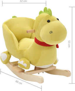vidaXL Hobbeldier draak met rugleuning 60x32x53 cm pluche limegroen