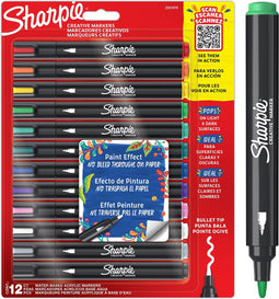 Sharpie Creative Marker Acrylverfmarker | Ronde punt | Verfmarkers op waterbasis | Inkt loopt niet door en geschikt voor de meeste oppervlakken | Diverse kleuren | 12 stuks