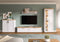 Furnilux Verona - Wandkast Systeem 4 Delen - TV-meubel met klapdeuren en vitrinekast - Wit Eik Decor