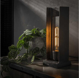 Tafellamp Met H-profiel in Zwart Nikkel Voor Bureau - Industrieel Design - Tafellamp - Zwart Nikkel - 13x13x37 cm - Perfect Voor Werkplek Of Slaapkamer - Sfeervolle Verlichting - Stijlvolle Tafellamp Met Uniek Ontwerp