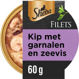 Sheba Kattenvoer - Filets - Garnaal & Oceaanvis & Kip in saus - 16x60g