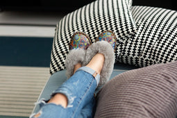 Sheepers Mosaic Grijs - Pantoffels voor Dames - Sloffen uit 100% Schapenvacht - Maat 40