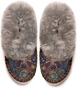 Sheepers Mosaic Grijs - Pantoffels voor Dames - Sloffen uit 100% Schapenvacht - Maat 37