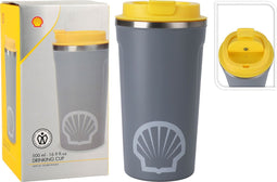 Shell Drinkbeker - Drinkfles - Dopper - Waterfles To Go - 500ml - BPA-Vrij - Grijs/Geel