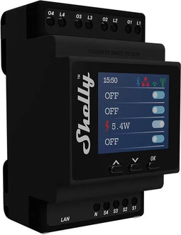 Shelly 4Pro PM DIN-railrelais Bluetooth, WiFi Shelly