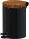 Sherwood pedaalemmer 5 liter soft close zwart met houtkleurig deksel