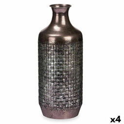 Vaas Zilverkleurig Metaal 16 x 42 x 16 cm (4 Stuks) Met reliëf