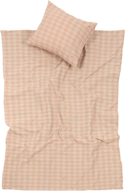 Nobodinoz Vibes Washed Dekbedovertrek - 100x140cm + 45x40cm - Pink Harlequin