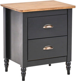SHILLINGTON - Nachtkastje 2 lades - Zwart/Lichthout - Dennenhout