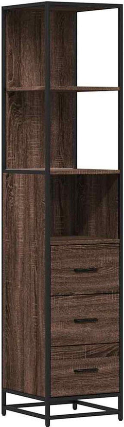 vidaXL - Badkamerkast - 35x37,5x166 - cm - bewerkt - hout - bruin - eikenkleur