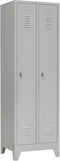 Industriële locker garderobekast 2- delig deur grijs op de sokkel en opening voor hangoogsluiting (zonder hangslot geleverd)