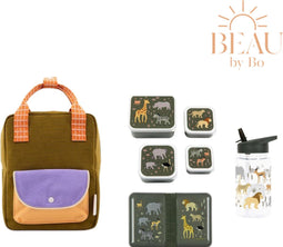 BEAU by Bo Sticky Lemon rugzak small + A Little Lovely Company back to school set Savanne