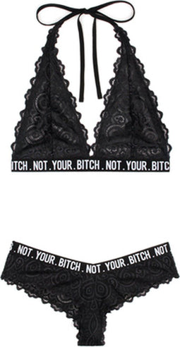 Kanten BH-Set 'Not your bitch' S/M