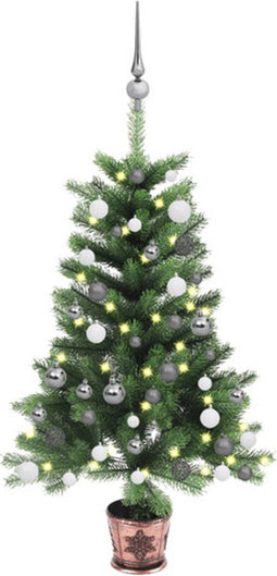 vidaXL - Kunstkerstboom - met - verlichting - en - kerstballen - 90 - cm - groen