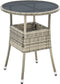 Juskys Yoro - Tuintafel - Rond 60 cm - Grijs - Incl. Glasplaat