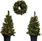 Black Box Trees Glendon Set van 2 Kerstbomen en 1 Krans met LED Verlichting - Groen