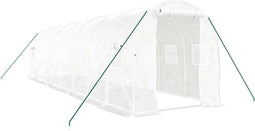 vidaXL - Tuinkas - met - stalen - frame - 16 - m² - 8x2x2 - m - wit