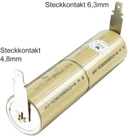 NiCD-batterijpakket 2,4 volt voor stofzuigers met stekkercontacten van 4,8 mm en 6,3 mm