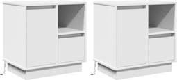 vidaXL - Nachtkastjes - met - LED - - - Set - van - 2 - - - Wit - - - 50x34,5x50 - cm