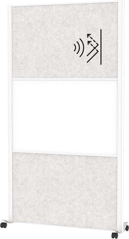 MAULconnecto scheidingswand 100 x 182 cm - akoestisch - met wielen - wit - 1 stuk - MAUL