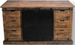 Sideboard Melbourne - 140x43x85 - Naturel/zwart - Rustiek mangohout/ijzer