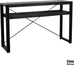 Sidetable Britt Zwart – Mangohout en metaal - Met onderplank - 120 cm