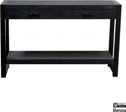 Sidetable mangohout zwart | 120 x 35 x 76 cm | Industrieel