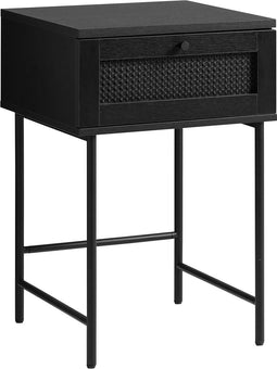 Sidetable Melamine Zwart - 45x45cm - 1 Laden - Tafel Pensacola - Giga Living
