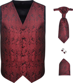 vidaXL Gilet set mannen paisleymotief bruiloft maat 54 bordeauxrood