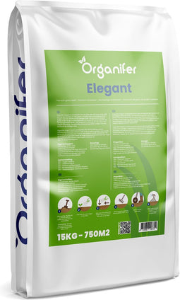 Siergazon Graszaad - Elegant (15kg, 750m2) Organifer - Graszaad Snelkiemend - Graszaad Schaduw - Gazonzaad - Graszaden - NAK Gecertificeerd - Sterk Zelfherstellend - Jaarrond Donkergroene Kleur - Perfect voor Tuin, Park & Siertuin