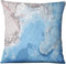 Sierkussen - Landkaart - Blauw - 50 Cm X 50 Cm