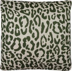 Sierkussen - Leopard Donkergroen Gebreid - Groen - 50 Cm X 50 Cm