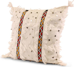 Sierkussen - Marokkaanse Handira Afnane - Wit - 50 Cm X 60 Cm