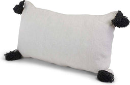 Sierkussen - Marokkaanse Pom-pom Met - Wit En Antraciet - 40 Cm X 60 Cm