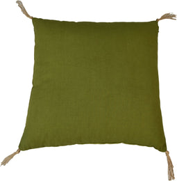 Sierkussen met tassels - 45x45 - Olijfgroen/goud - Velvet