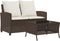 vidaXL - Tuinbank - 2-zits - met - kussens - & - tafel - poly - rattan - bruin
