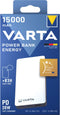 Varta Energy 15000 - Powerbank 15000 mAh - USB-C en 2 USB-uitgangen - Wit/zwart
