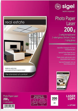 Sigel fotopapier - A4 - hoogwit glans - 200 grams - 200 vel - laserprinter - SI-LP344