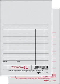Sigel kassablok - Expres - 150x110mm - 2x50 vel - wit - met carbon - SI-40920