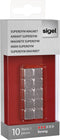 Sigel magneten glasbord - 10x10x10mm - C5 sterk - zilver - 10 stuks - SI-BA193