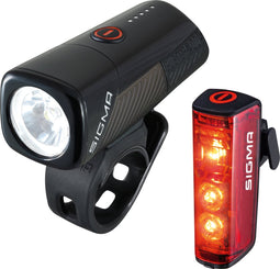 Sigma BUSTER 400 USB LED Fiets Verlichtingset 400 Lumen + Blaze Flash USB achter met remlicht functie - Li-ion accu - Oplaadbaar