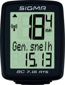 Sigma Fietscomputer BC 7.16 ATS - Draadloos - Zwart