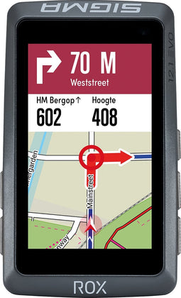 Sigma ROX 12.1 Evo GPS Fietscomputer - Night Gray - Set - Incl. ANT+/BLE borstriem/snelheids-/cadence sensoren - long Butler GPS out-front houder