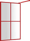 vidaXL - Inloopdouchewand - transparant - 118x195 - cm - ESG-glas - rood